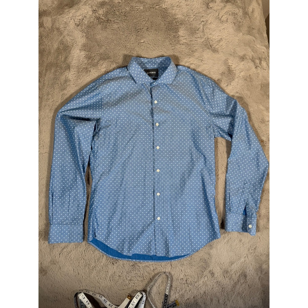 Bonobos‎ Slim Fit Button Down Shirt Blue Cross Pattern Long Sleeve Size M